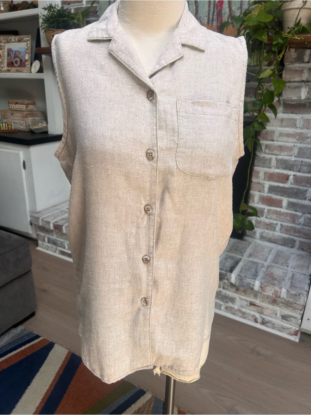 Vintage Gotcha Covered flax blend button up tank Size medium